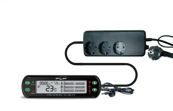ReptiZoo Thermostat mit Zeitsteuerungfunktion (THC11) -drei- Anschlüsse WEEE RegNr. 82392108